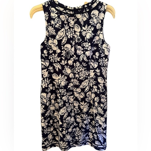 Talbots Mixed Fruit Textured Dress Size 12 Navy and White - Picture 4 of 9